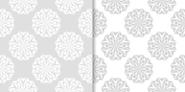 Işık gri çiçek süs tasarımlar. Tekstil ve duvar kağıtları için dikişsiz desen seti