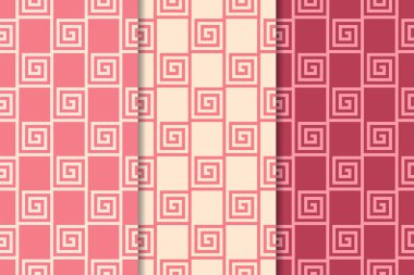 Kiraz kırmızısı geometrik süsler. Web, Tekstil ve duvar kağıtları için dikey Dikişsiz desen seti