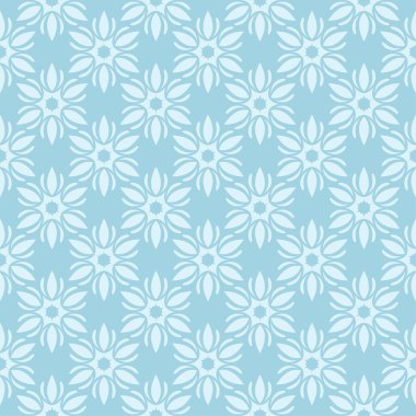 Beyaz ve mavi çiçek süs tasarım. Tekstil ve duvar kağıtları için seamless modeli