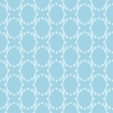 Beyaz ve mavi çiçek süs tasarım. Tekstil ve duvar kağıtları için seamless modeli