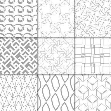 Işık gri geometrik süsler. Web, Tekstil ve duvar kağıtları için tarafsız Dikişsiz desen koleksiyonu
