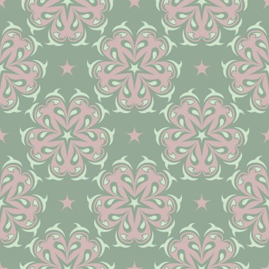 Zeytin yeşili çiçek Dikişsiz desen soluk pembe elemanları ile. Arka plan duvar kağıtları, Tekstil ve kumaş için çiçek tasarımları ile