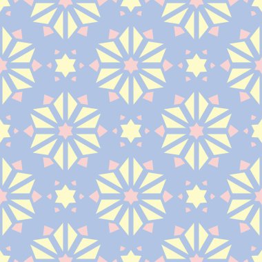 Çiçek seamless modeli. Soluk mavi arka plan duvar kağıtları, Tekstil ve kumaş için bej ve pembe çiçek öğeleri ile