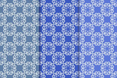 Çiçek süsler kümesi. Mavi dikey Dikişsiz desen. Duvar kağıdı arka plan