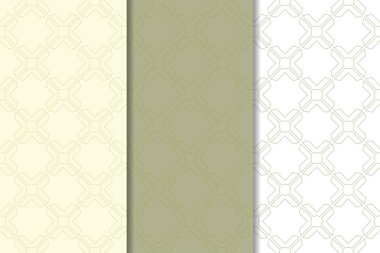 Geometrik süsler kümesi. Zeytin yeşili ve beyaz Dikişsiz desen web, Tekstil ve duvar kağıtları için