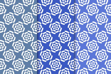 Mavi geometrik süsler. Web, Tekstil ve duvar kağıtları için dikey Dikişsiz desen seti