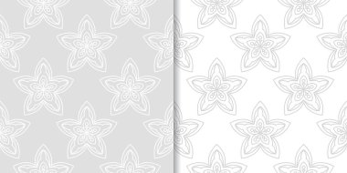 Işık gri çiçek arka planlar. Tekstil ve duvar kağıtları için dikişsiz desen seti