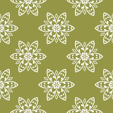 Zeytin yeşili çiçek süsleme. Tekstil ve duvar kağıtları için seamless modeli
