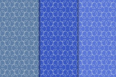 Web, Tekstil ve duvar kağıtları için geometrik Dikişsiz desen mavi seti