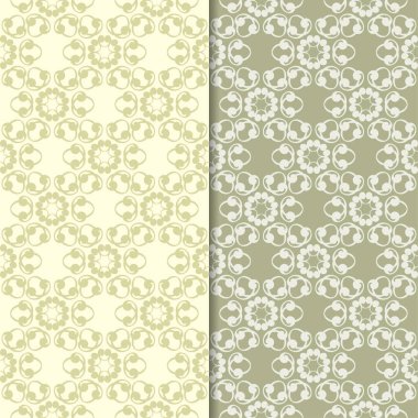 Zeytin yeşili çiçek arka planlar. Tekstil ve duvar kağıtları için dikişsiz desen seti