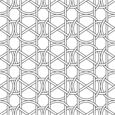 Beyaz arka planda siyah geometrik süsleme. Web, Tekstil ve duvar kağıtları için seamless modeli