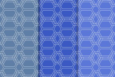 Mavi geometrik süsler. Web, Tekstil ve duvar kağıtları için dikey Dikişsiz desen seti