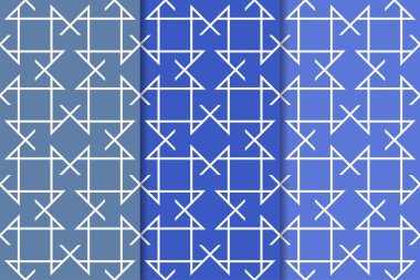 Mavi geometrik süsler. Web, Tekstil ve duvar kağıtları için dikey Dikişsiz desen seti