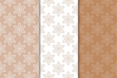 Kahverengi çiçek süsler. Tekstil ve duvar kağıtları için dikey Dikişsiz desen seti