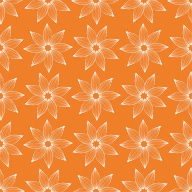 Turuncu çiçek süsleme beyaz elemanları ile. Tekstil ve duvar kağıtları için seamless modeli