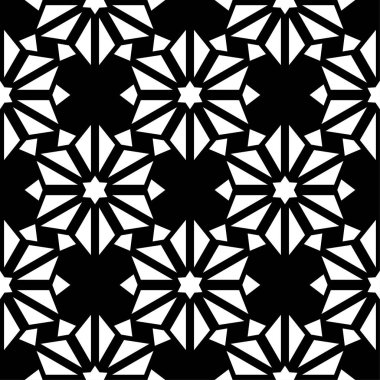 Siyah ve beyaz çiçek süsleme. Tekstil ve duvar kağıtları için seamless modeli