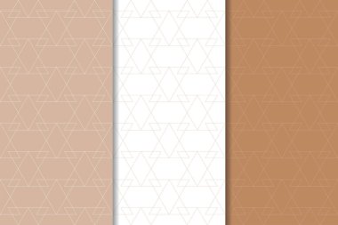 Web, Tekstil ve duvar kağıtları için geometrik Dikişsiz desen kahverengi ve beyaz set