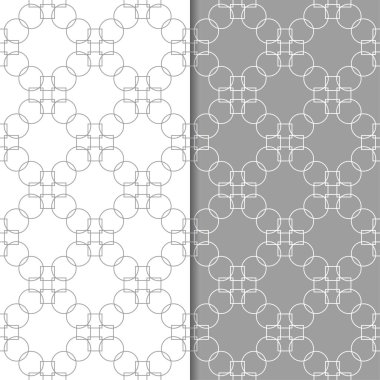 Gri ve beyaz geometrik süsler. Web, Tekstil ve duvar kağıtları için dikişsiz desen seti