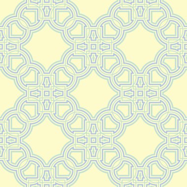 Geometrik seamless modeli. Bej renkli arka plan duvar kağıtları, Tekstil ve kumaş için mavi ve yeşil öğeleri ile