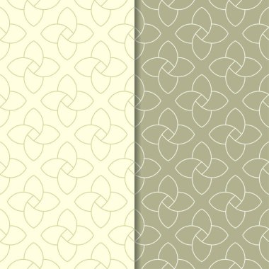 Zeytin yeşili geometrik süsler. Web, Tekstil ve duvar kağıtları için dikişsiz desen seti