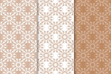 Kahverengi çiçek arka planlar. Tekstil ve duvar kağıtları için dikişsiz desen seti