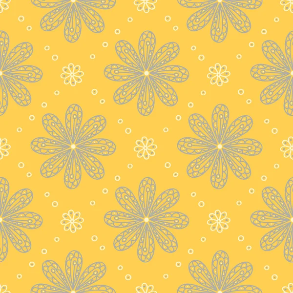 Желтый Цветочный Бесшовный Узор Фон Цветочным Дизайном Обоев Текстиля Тканей — стоковый вектор