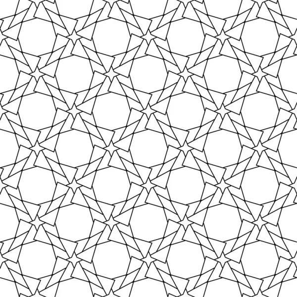 Design Geometrico Nero Sfondo Bianco Modello Senza Cuciture Web Tessile — Vettoriale Stock