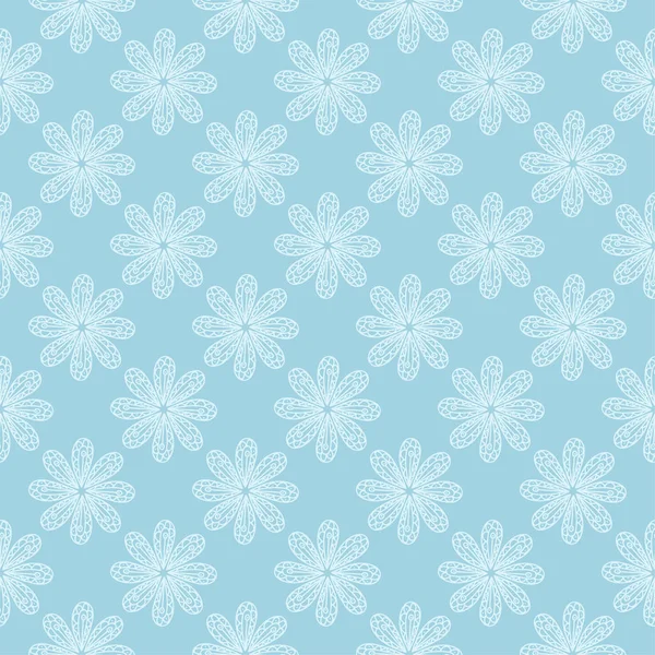 Weißes Blumenmuster Auf Blauem Hintergrund Nahtloser Schmuck Für Textilien Und — Stockvektor