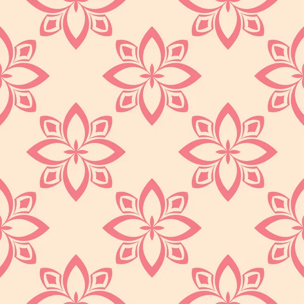 米色背景上的红色花卉装饰品 纺织品和墙纸无缝图案 — 图库矢量图片