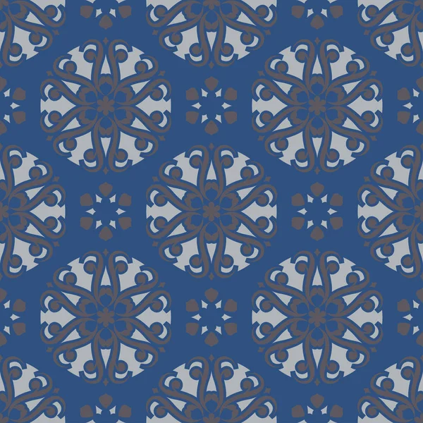 Bezešvé Pozadí Modré Šedé Květinový Vzor Tapety Textilní Tkaniny — Stockový vektor