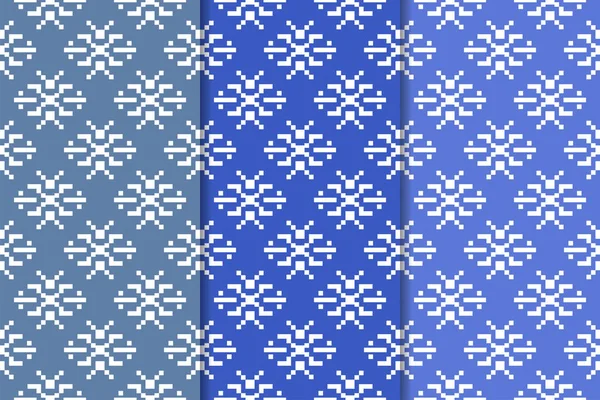Blauwe Geometrische Ornamenten Aantal Verticale Naadloze Patronen Voor Web Textiel — Stockvector