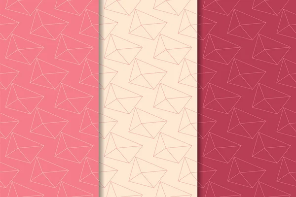 チェリーレッドの幾何学的な装飾品 Web テキスタイルや壁紙のため垂直のシームレス パターンのセット — ストックベクタ