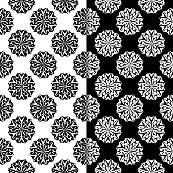 Černé Bílé Květinové Pozadí Sada Seamless Návrhů Pro Textil Tapety — Stockový vektor