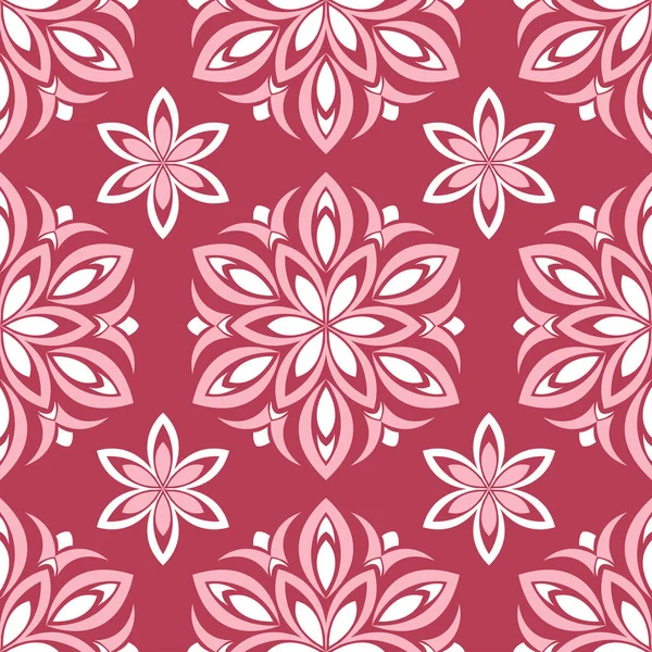 Florales Nahtloses Muster Roter Hintergrund Für Tapeten Textilien Und Stoffe — Stockvektor