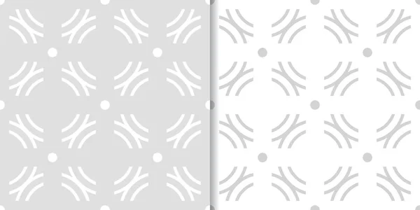 Light Gray Geometric Ornaments Set Seamless Patterns Web Textile Wallpapers — Stock Vector