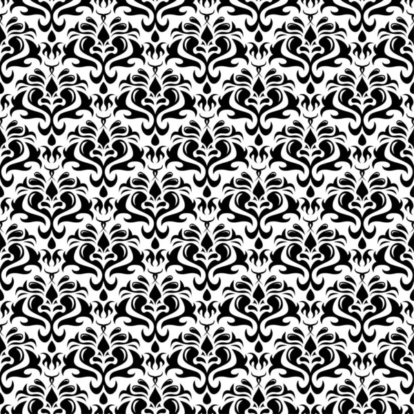 Ornement Floral Noir Sur Fond Blanc Modèle Sans Couture Pour — Image vectorielle