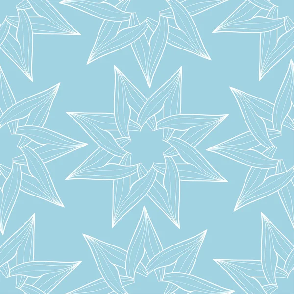 Hvit Blomsterdekorasjon Blå Bakgrunn Sømløst Mønster Tekstil Tapeter – stockvektor