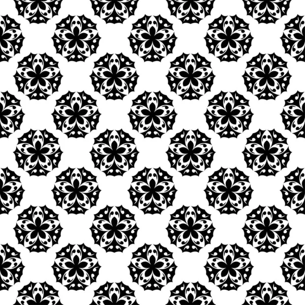 Black Floral Ornament White Background Seamless Pattern Textile Wallpapers — Stock Vector