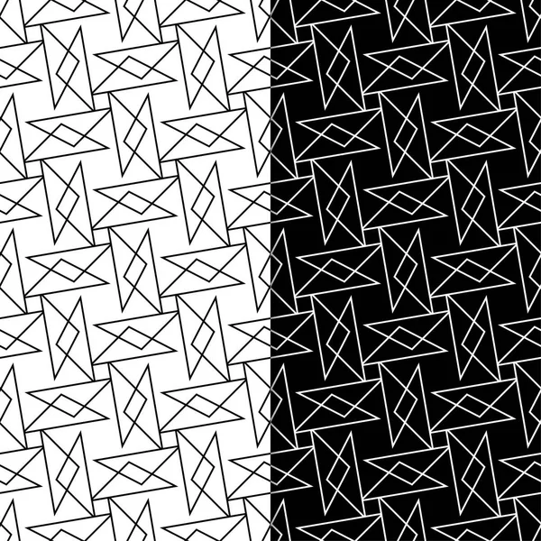 Black White Geometric Set Seamless Patterns Web Textile Wallpapers — Stock Vector