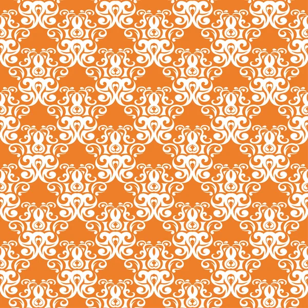 Ornement Floral Orange Avec Des Éléments Blancs Modèle Sans Couture — Image vectorielle