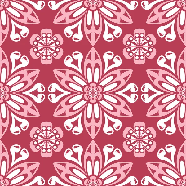 Floraler Roter Nahtloser Hintergrund Mit Beigem Muster Hintergrund Für Tapeten — Stockvektor