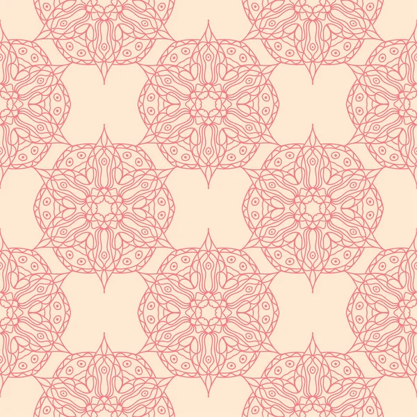 Červený Květinový Ornament Béžové Pozadí Vzor Bezešvé Pro Textil Tapety — Stockový vektor
