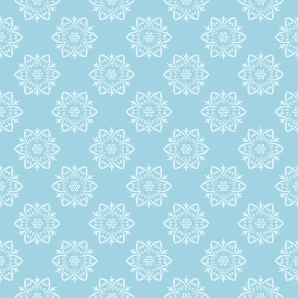 Beyaz ve mavi çiçek süs tasarım. Tekstil ve duvar kağıtları için seamless modeli