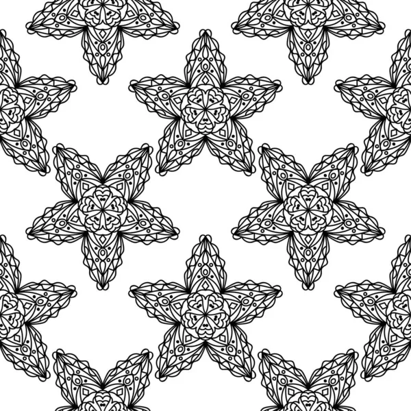 Black flowers on white background. Seamless pattern for textile and wallpapers