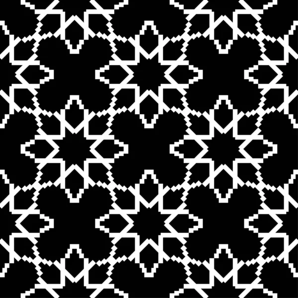 Geometric Ornament Black White Seamless Pattern Web Textile Wallpapers — Stock Vector