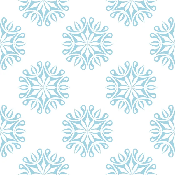 白地に青い花飾り テキスタイルや壁紙のためのシームレスなパターン — ストックベクタ