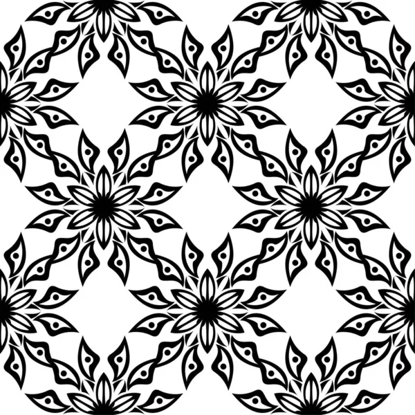 Diseño Floral Negro Sobre Fondo Blanco Patrón Sin Costuras Para — Archivo Imágenes Vectoriales