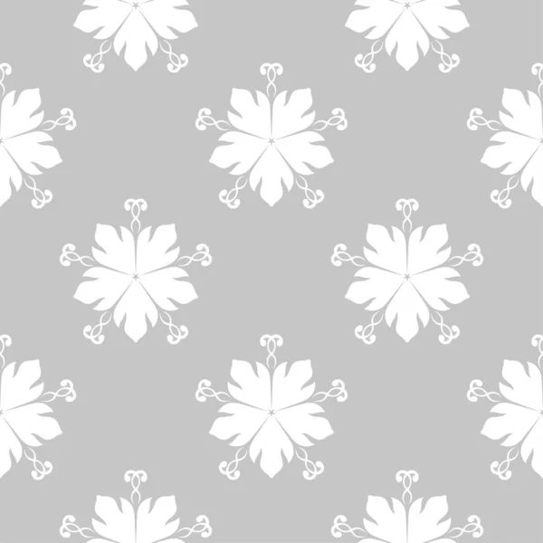 Flores Blancas Sobre Fondo Gris Patrón Sin Costura Ornamental Para — Vector de stock