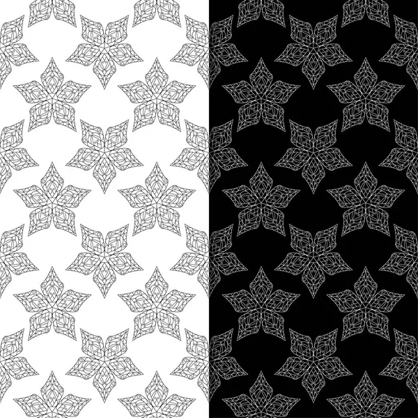 Conjunto Blanco Negro Fondos Florales Patrones Sin Costura Para Textiles — Archivo Imágenes Vectoriales