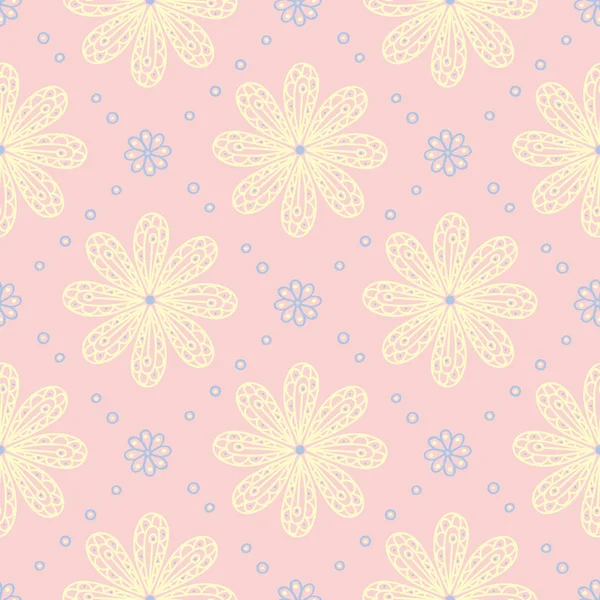 Floral Seamless Background Pink Blue Yellow Flower Pattern Wallpapers Textile — Stock Vector